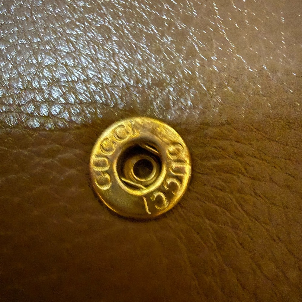 Gucci✨Long Pebbled Leather Continental Travel Organizer Flap Wallet Gold Chain - Picture 5 of 13